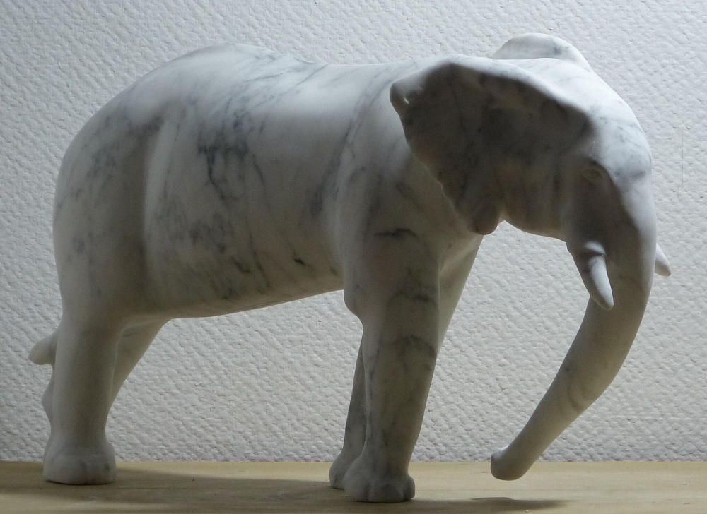 Carrara Marble Wild Animal - Elephant 1