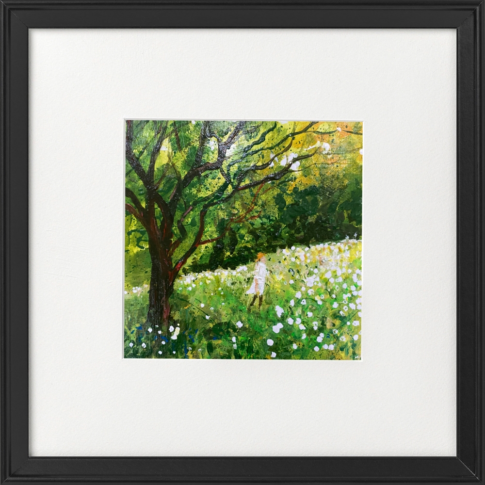 Seasons - Spring Girl in the Orchard  framed