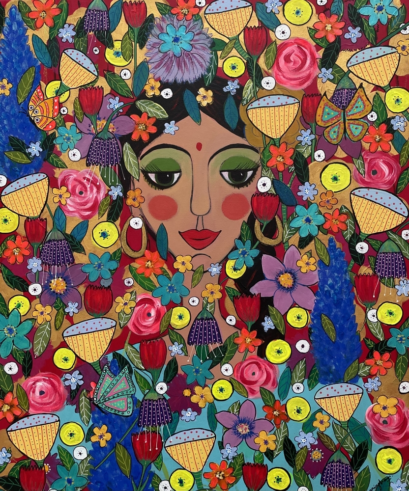 Indian Girl with flowers