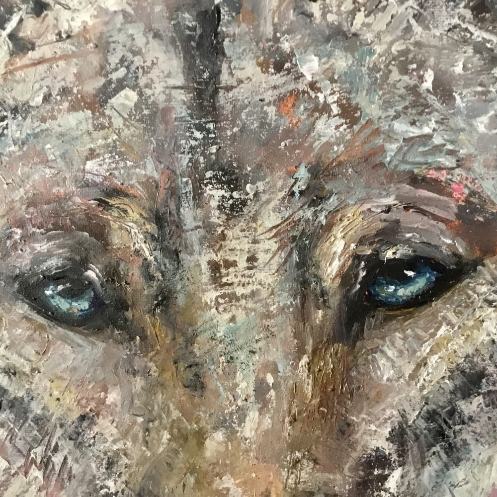 Wolf oil painting 