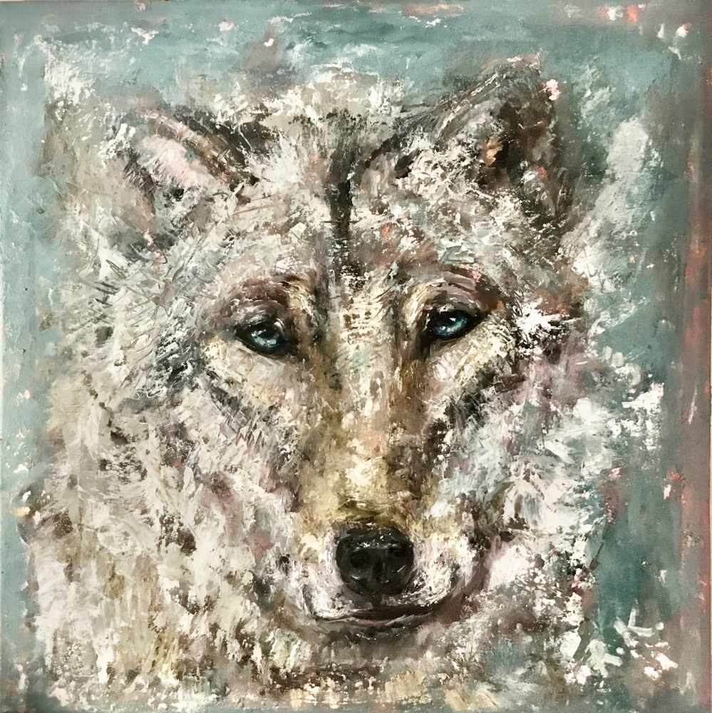 Wolf oil painting 