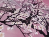 Silver pink Japanese sakura J277 - large triptych