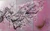 Silver pink Japanese sakura J277 - large triptych