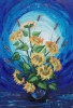 Blue painting Sunflowers B047 - large canvas