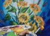 Blue painting Sunflowers B047 - large canvas