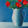 Red Roses in a Blue Vase 