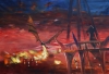 Dragon Smaug attacks Lake-town S053 large canvas