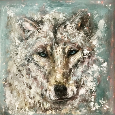 Wolf oil painting 