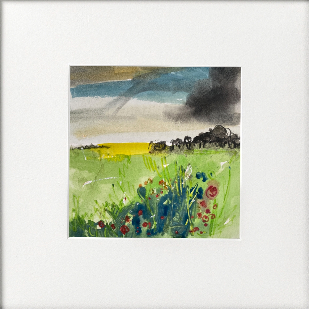 Seasons - Abstract Field with flowers framed