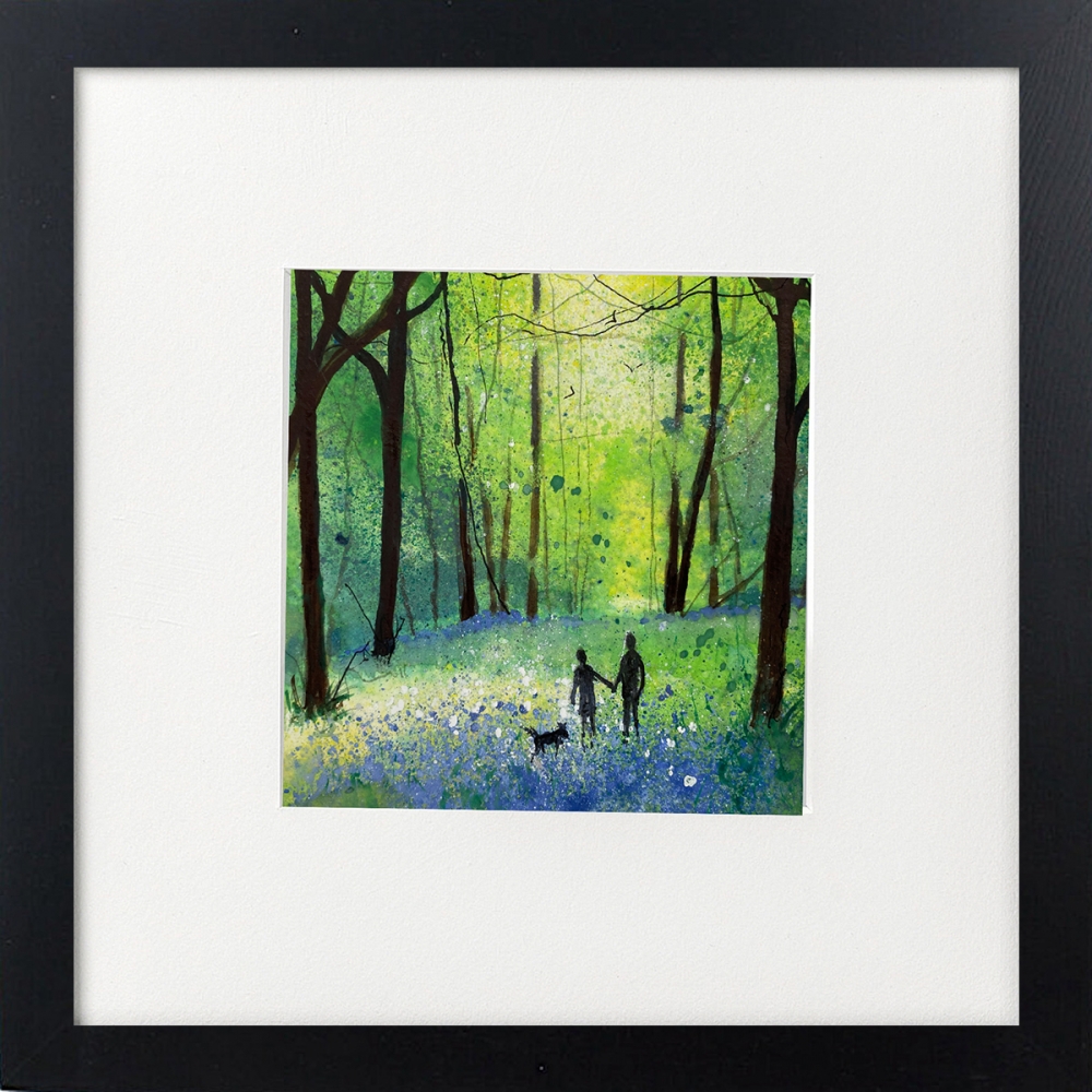 Dog Walk among bluebells framed