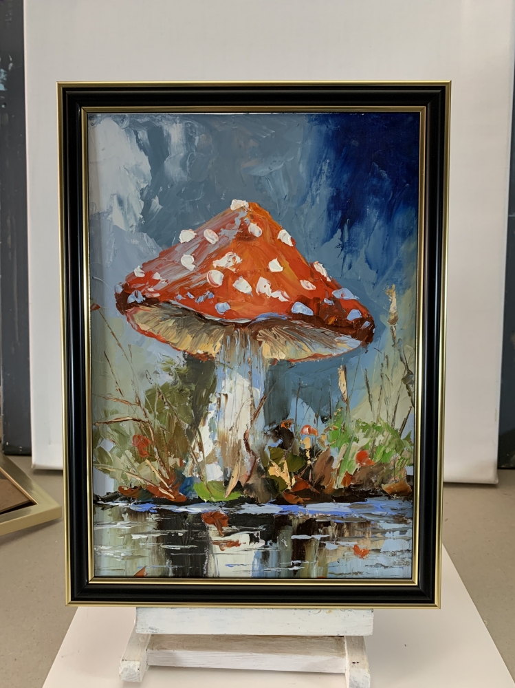 Fly agarics.#5. Landscape with mushrooms.