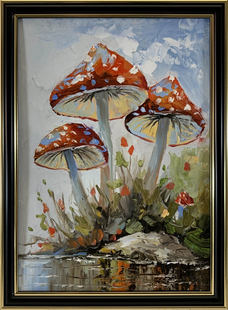 Fly agarics.#6. Landscape with mushrooms.