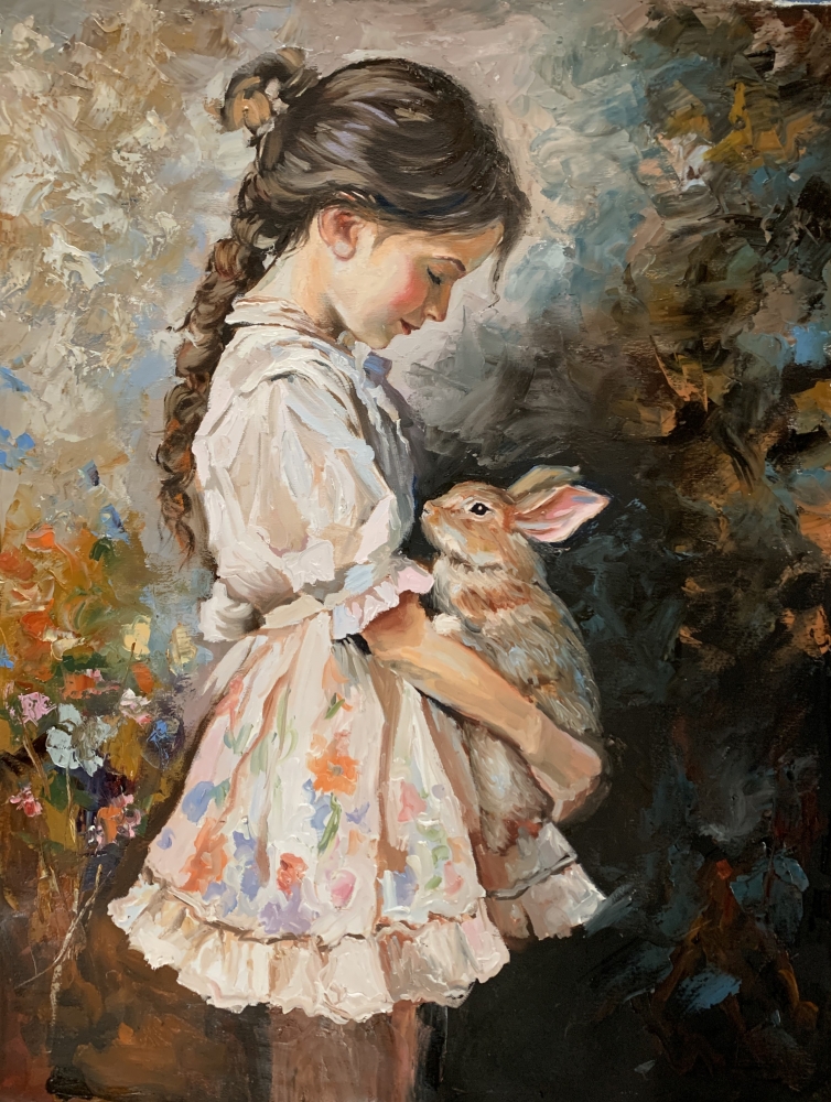 Young Girl with a Bunny.