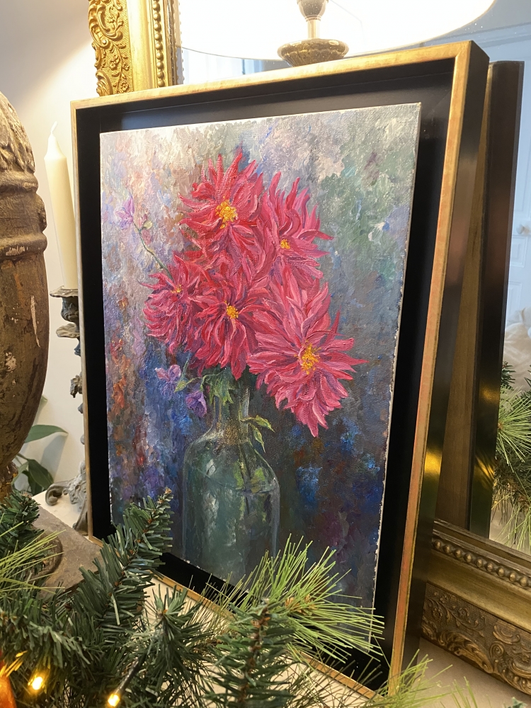 Pink Dahlias in a vase