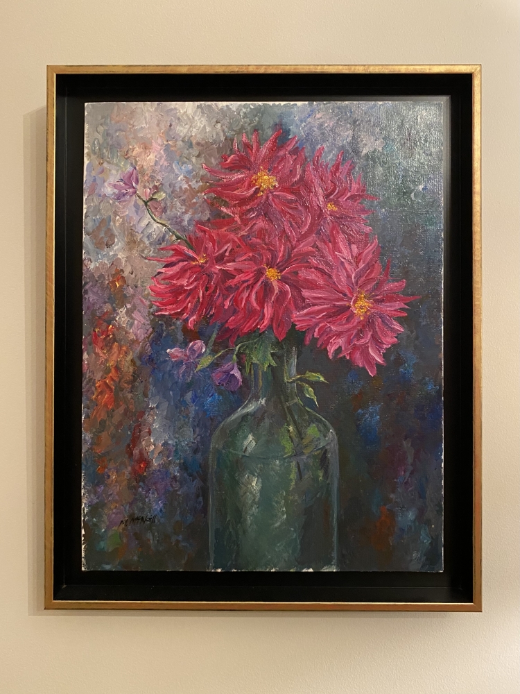 Pink Dahlias in a vase