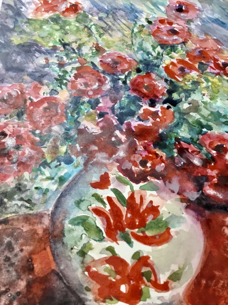 Red flowers in a vase