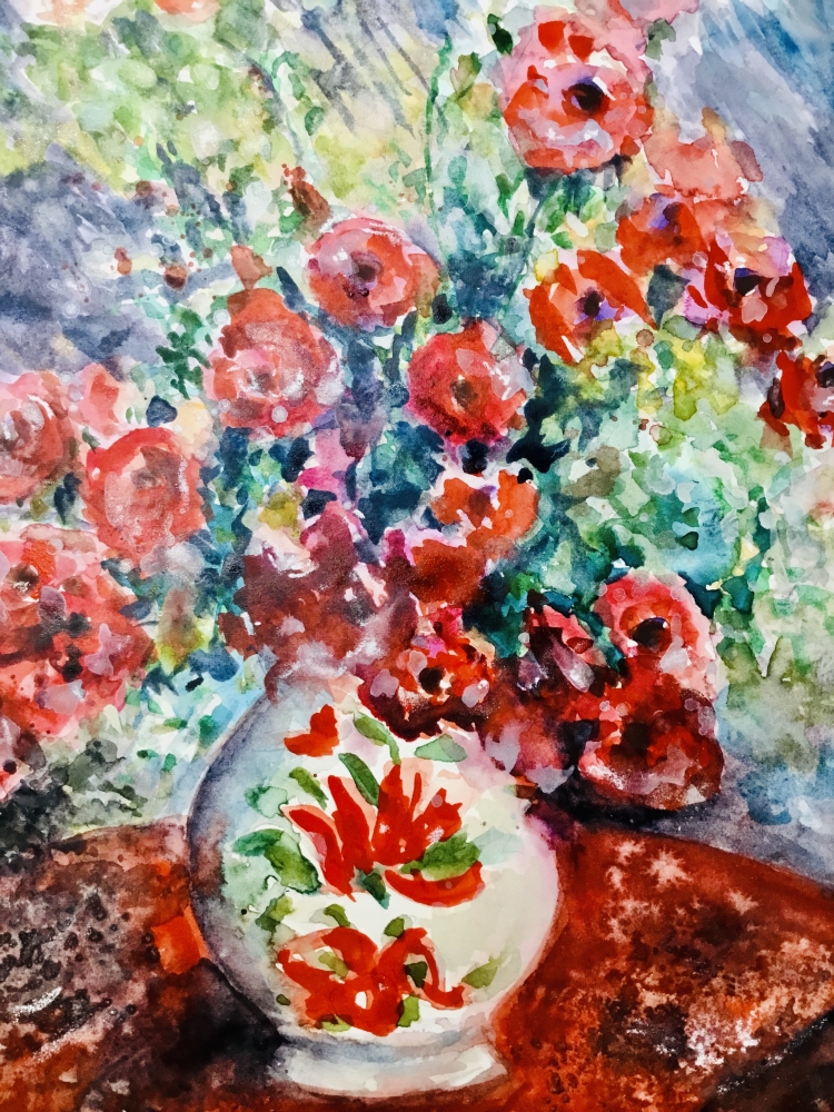 Red flowers in a vase