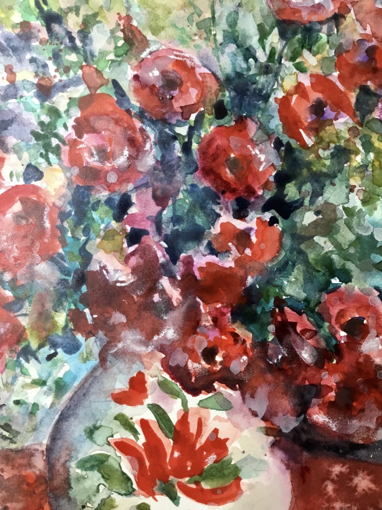 Red flowers in a vase