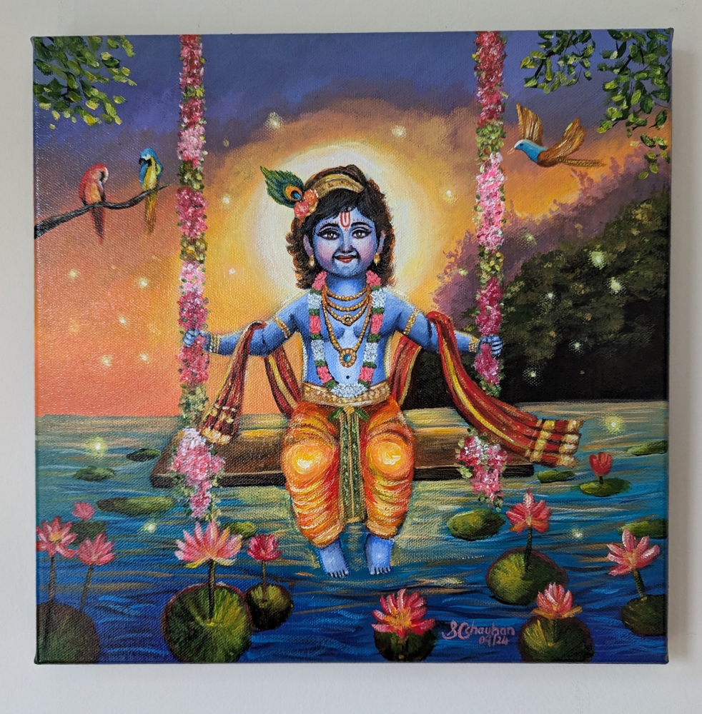 Shree Krishna on a swing