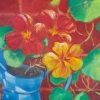 Blue Jug and Nasturtiums