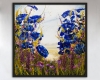 Black framed Blue Floral Jewel Landscape