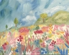 Soft floral field landscape canvas 20 x 16