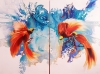 BIRDS-OF-PARADISE BY A WATERFALL (diptych)