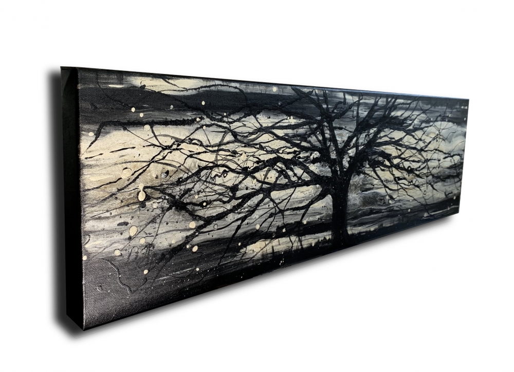  Panoramic Black & Gold Tree Abstract Landscape 