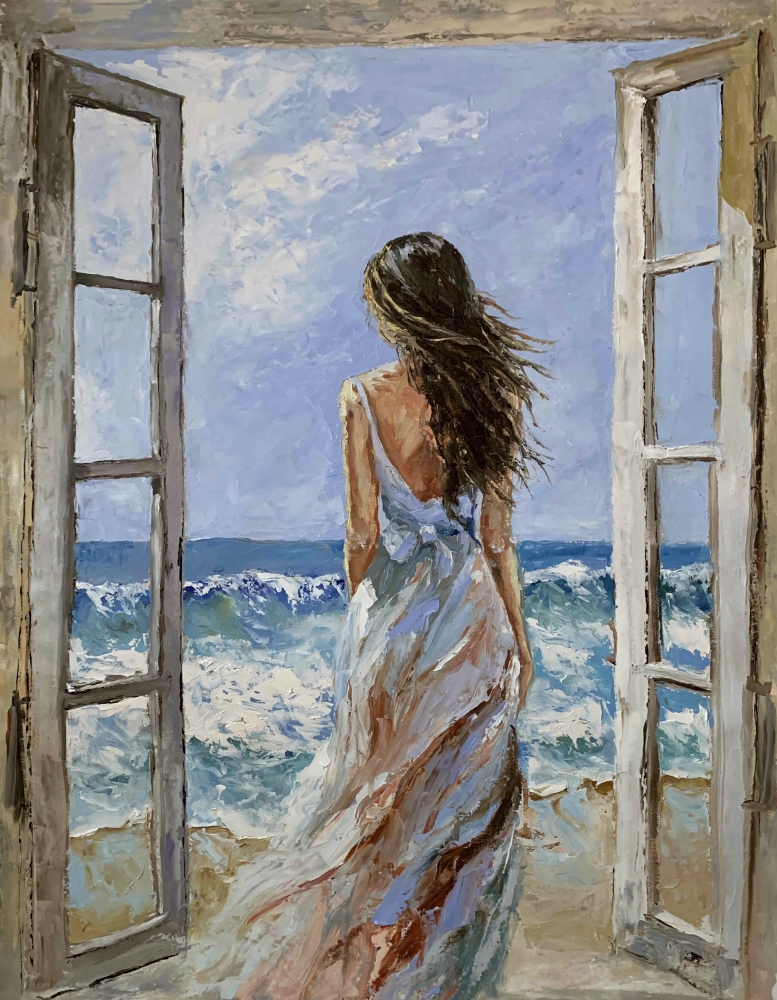 Woman and ocean.