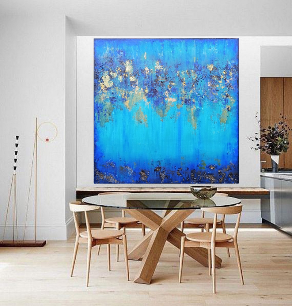 STARLIGHT OCEAN Textured Abstract Painting 80 X 80 CM