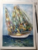 Sun boat original watercolour painting 