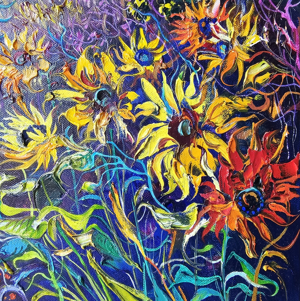 Lavender and Sunflower Fields at Sunset, France Provence.