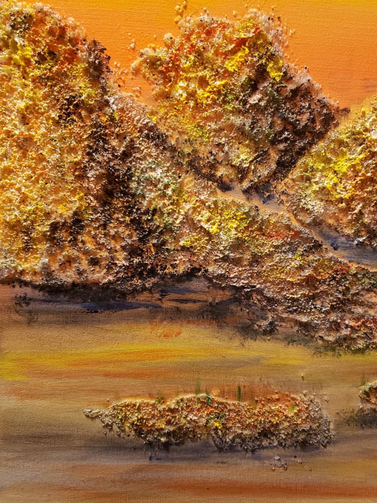 Landscape on the moon, acrylic, on canvas, 24x48X1.5 inch SKU 1002 