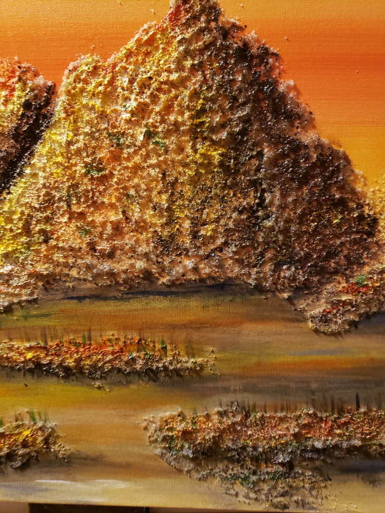 Landscape on the moon, acrylic, on canvas, 24x48X1.5 inch SKU 1002 
