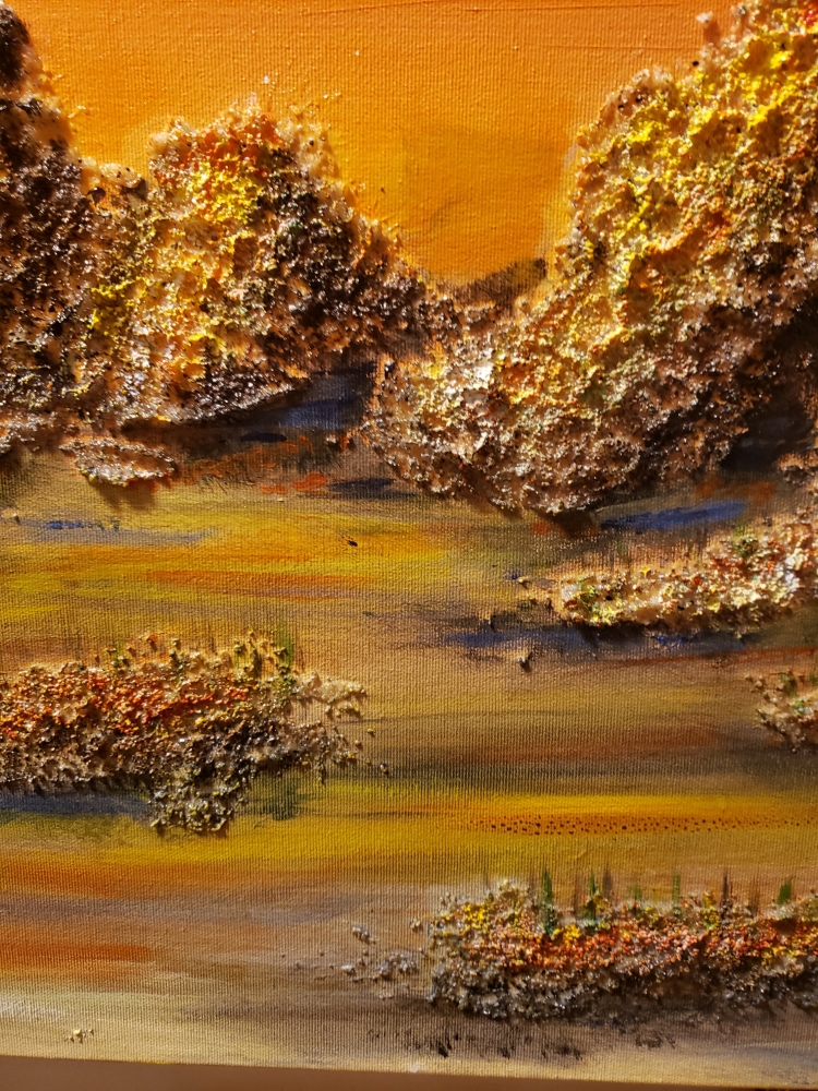 Landscape on the moon, acrylic, on canvas, 24x48X1.5 inch SKU 1002 