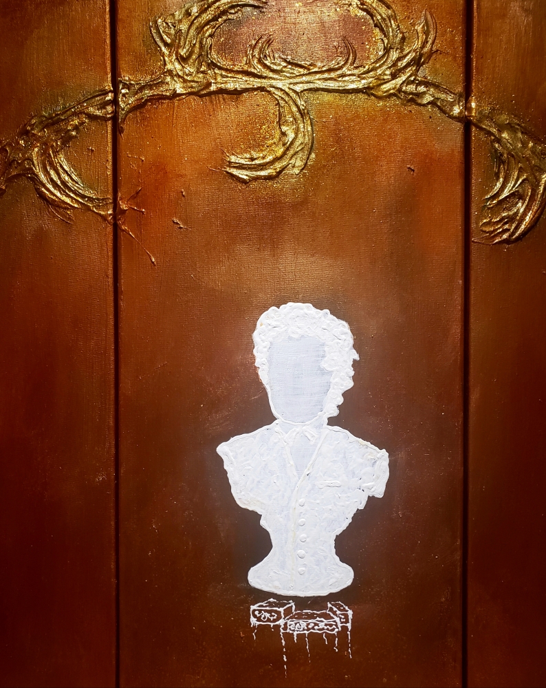 Unknown artist, mixed media on canvas, with gold leaf 24 K, 36x36x1 inch, SK 1003 