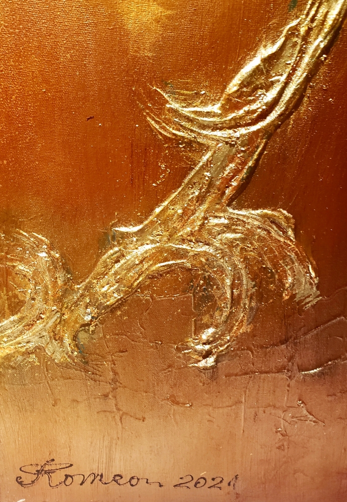 Unknown artist, mixed media on canvas, with gold leaf 24 K, 36x36x1 inch, SK 1003 