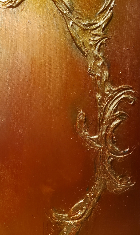 Unknown artist, mixed media on canvas, with gold leaf 24 K, 36x36x1 inch, SK 1003 