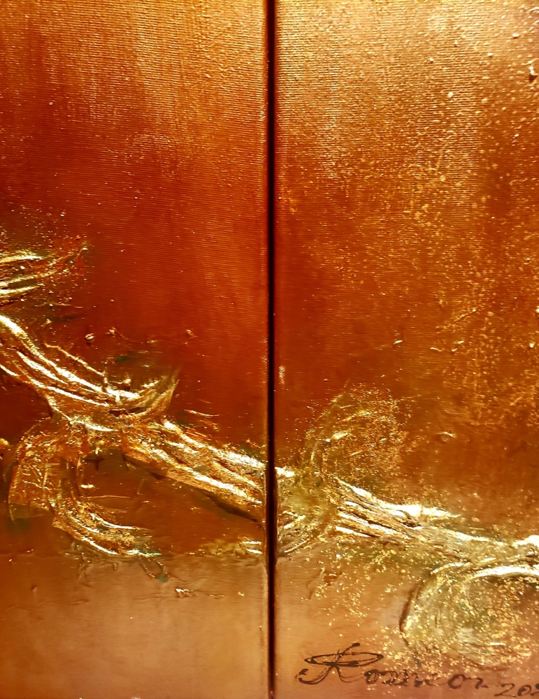 Unknown artist, mixed media on canvas, with gold leaf 24 K, 36x36x1 inch, SK 1003 