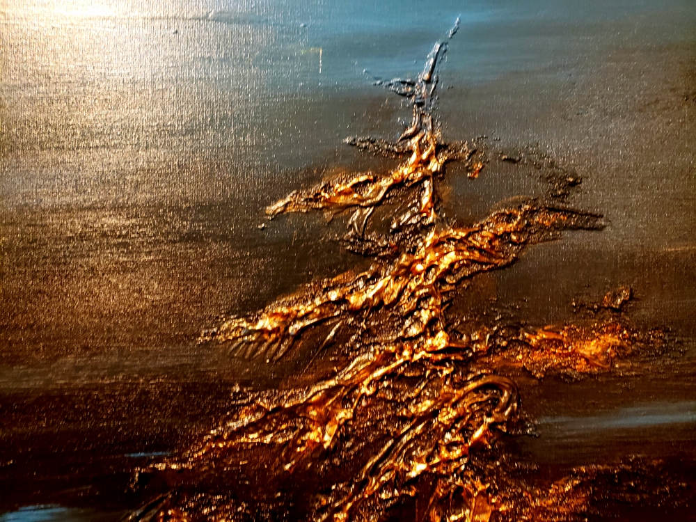 Canadian Subarctic Night, Acrylic, Sculpture, mixed media on canvas, 24x48 inch, SKU 1004 