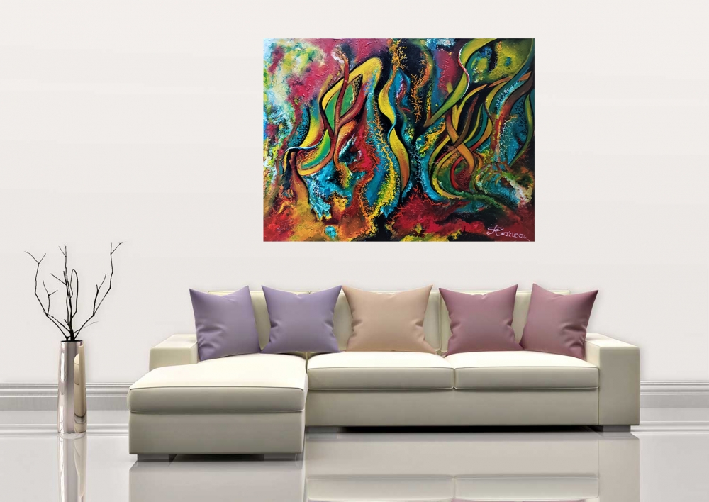 Colours, inside of human cells, acrylic on canvas, 30x40X1.5 inch, SKU 1005 