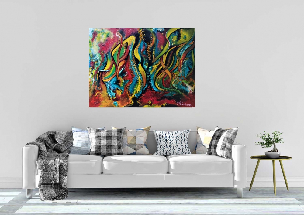 Colours, inside of human cells, acrylic on canvas, 30x40X1.5 inch, SKU 1005 