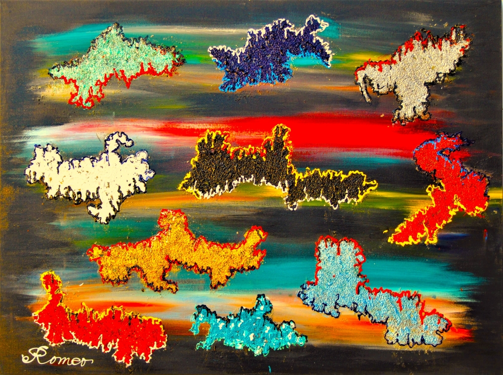 Icelands of colours1, acrylic on canvas, 30HX40L, inch SKU 1014  