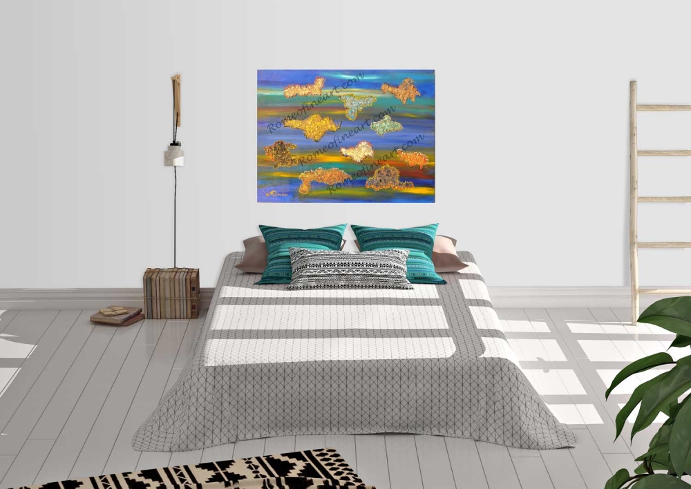 Icelands of colours1, acrylic on canvas, 30HX40LX1.5, inch SKU 1017 