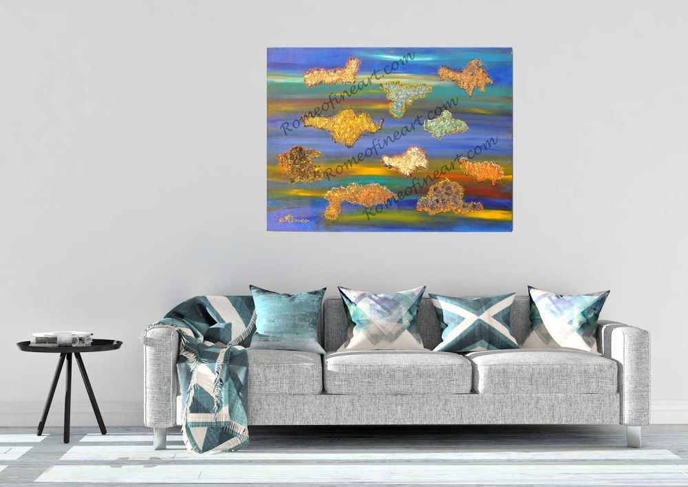 Icelands of colours1, acrylic on canvas, 30HX40LX1.5, inch SKU 1017 