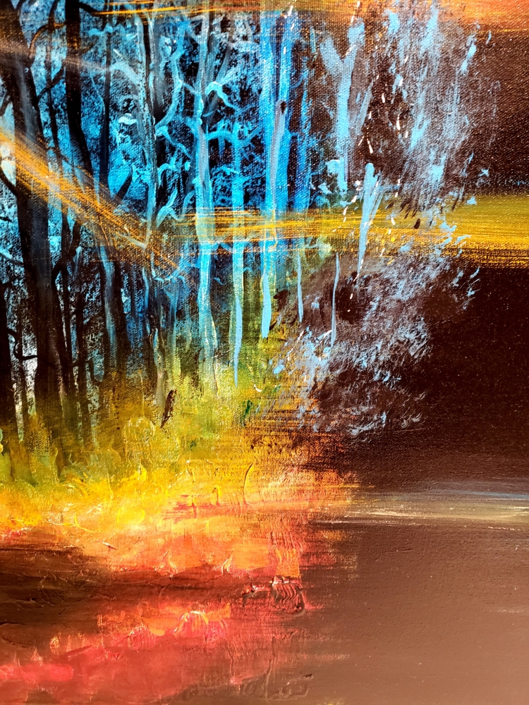 Full moon at night, Acrylic on canvas, 30x40x1.5 inch, 76.5x101.5x4 cm, SKU 1027