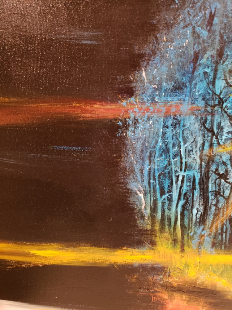 Full moon at night, Acrylic on canvas, 30x40x1.5 inch, 76.5x101.5x4 cm, SKU 1027