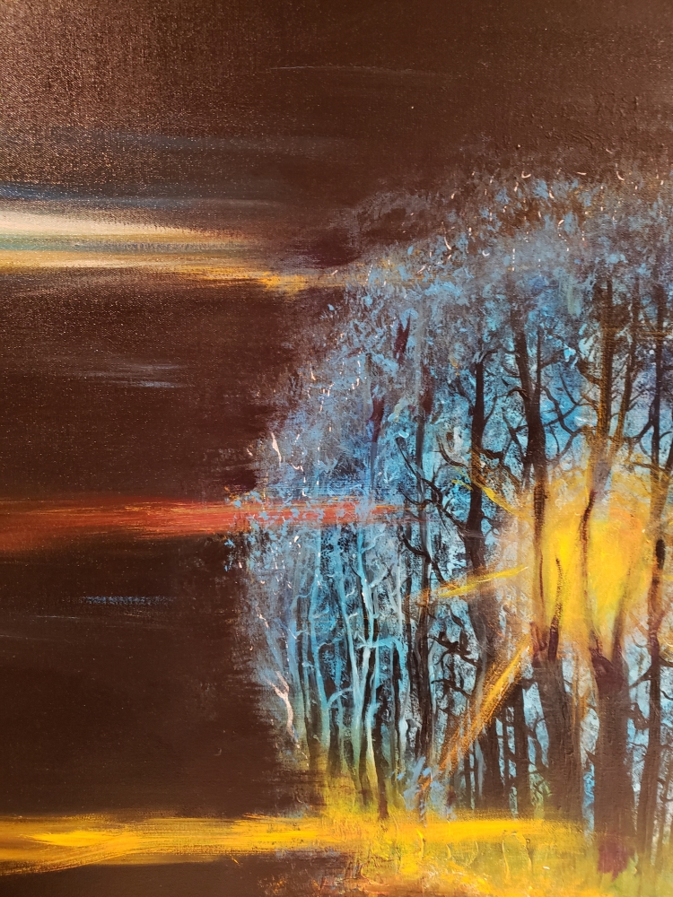 Full moon at night, Acrylic on canvas, 30x40x1.5 inch, 76.5x101.5x4 cm, SKU 1027