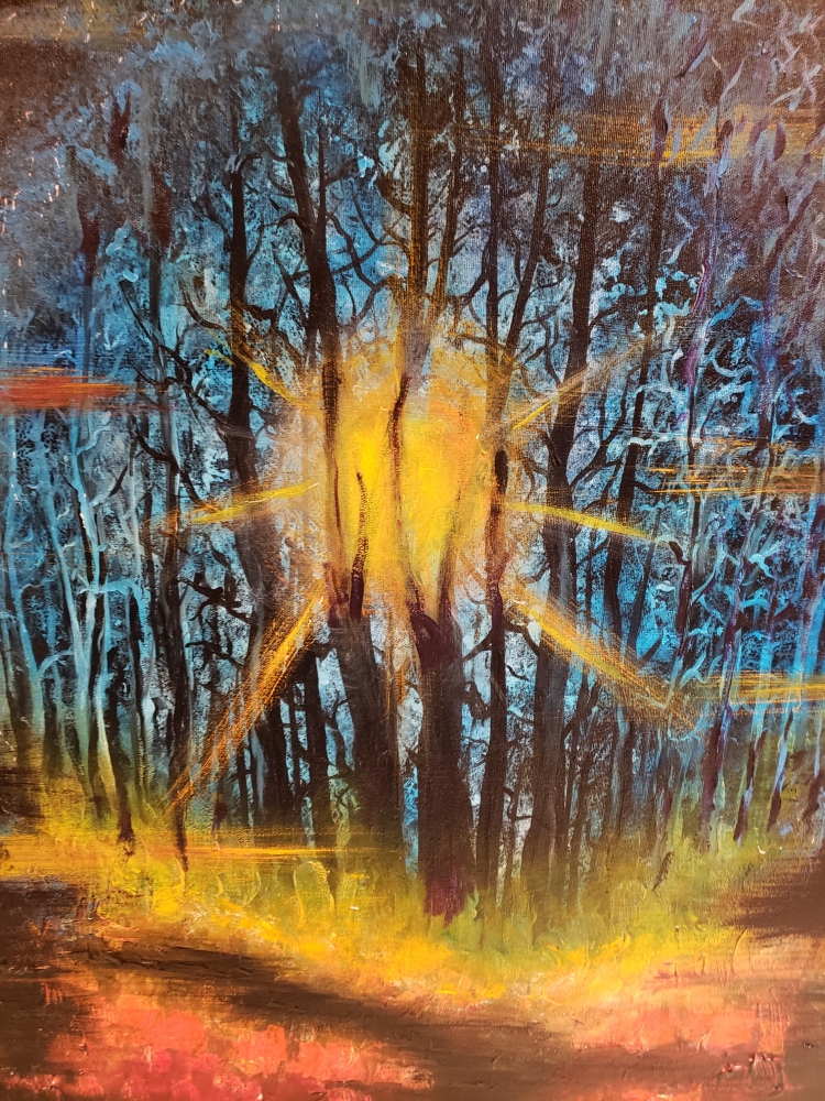 Full moon at night, Acrylic on canvas, 30x40x1.5 inch, 76.5x101.5x4 cm, SKU 1027