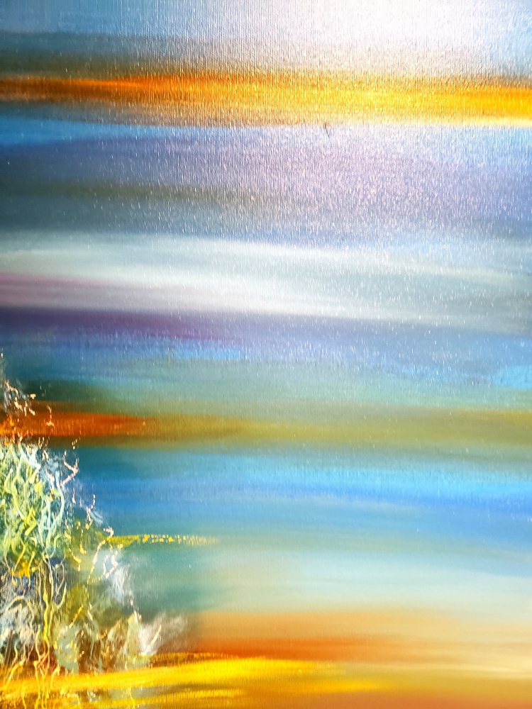 Sunrise in forest, Acrylic on canvas, 30x40x1.5 inch, 76.5x101.5x4 cm, SKU 1028